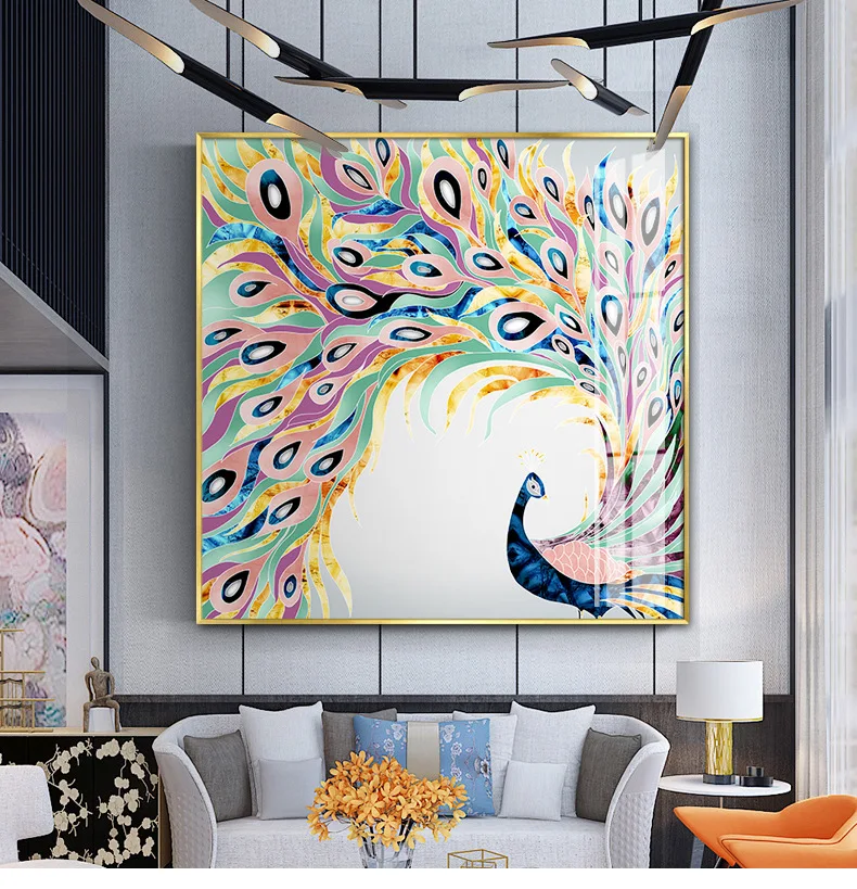 

Colorful Peacock Print Poster Wall Pictures Home Decor ,Watercolor Peacock Canvas Art Painting Living Room Modern Decoration