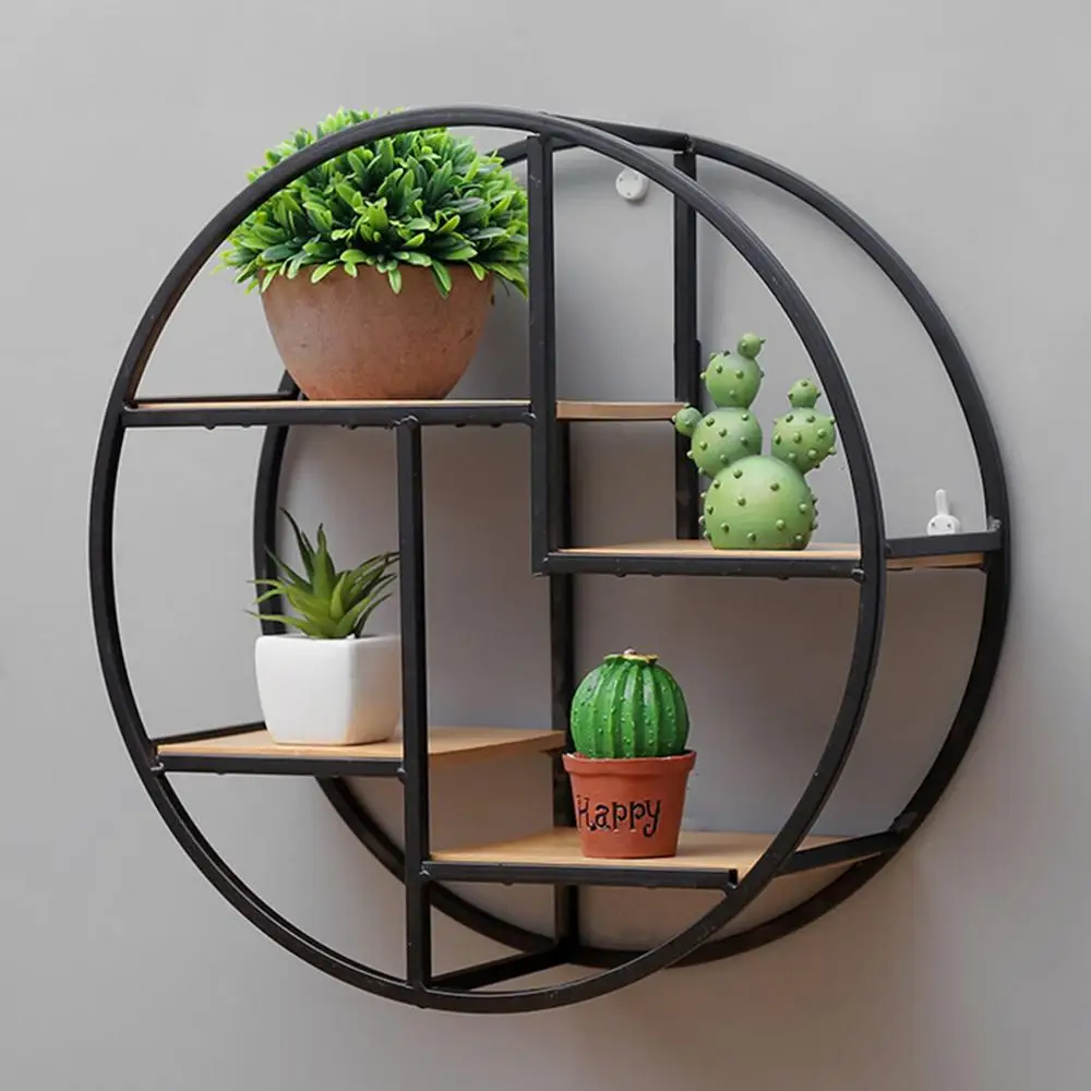 

Wall Mounted Rustic Wood Shelves for Storage Sundries, Round Floating Shelves Vase Crafts Decor for Bedroom, Bathroom