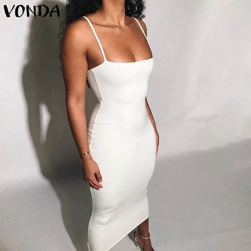 VONDA, летнее сексуальное платье, женский сарафан размера плюс, Spaggetti, платья на бретелях, повседневные, длинные, Vestidos, женское вечернее платье, Femme 5XL
