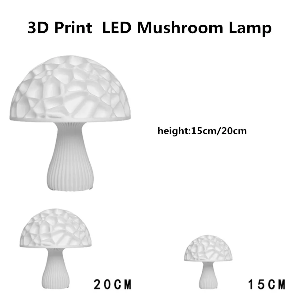 HZFCEW Новинка 15/20 см 3D печати Светодиодный лампа в виде гриба цветной Ночной светильник дистанционного Управление для украшения дома