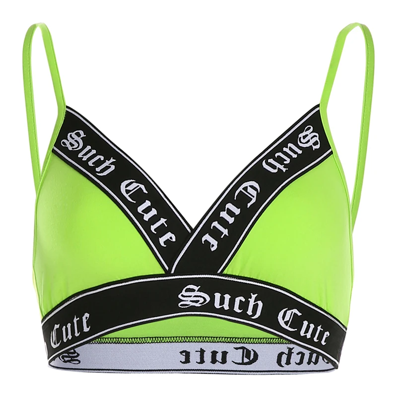 Rockmore с буквенным принтом Глубокий V Спагетти ремень для женщин Bodycon хлопок Strappy Camisole Crop Короткие топы Femme Фитнес Форма для гимнастики
