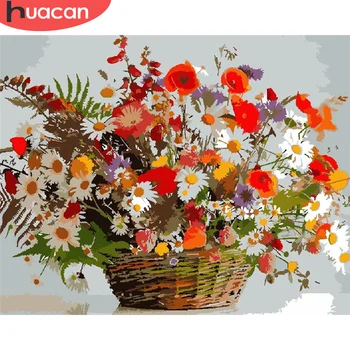 

HUACAN Paint By Number Flower Hand Painted Painting Art Gift DIY Pictures By Numbers Flowers Kits Drawing On Canvas Home Decor