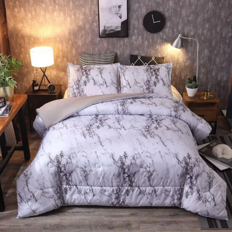 3 шт. Мрамор полиэстер Стёганое одеяло Демисезонный пододеяльник набор с