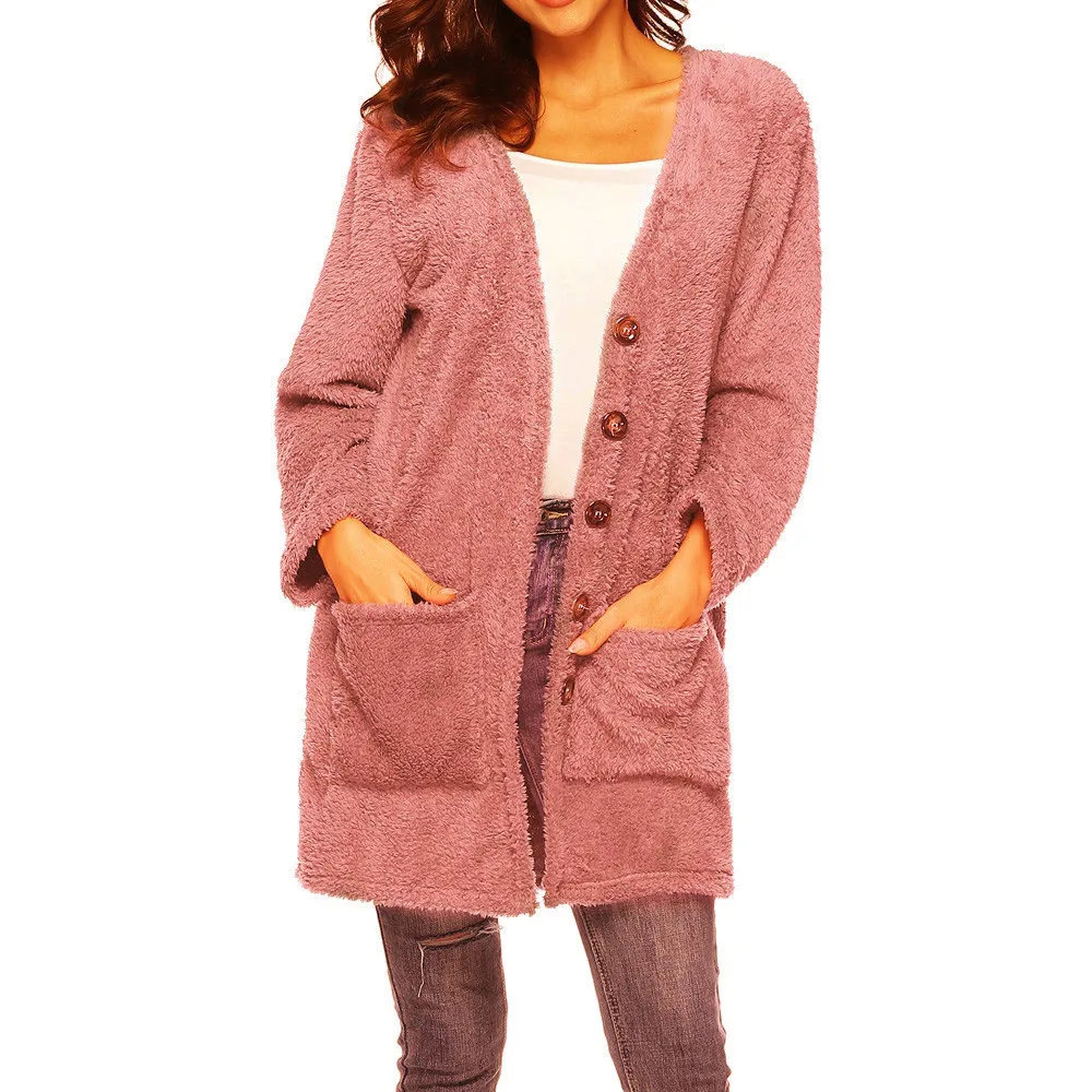 pink KAYOULAI, высокое качество, S-5XL, большой размер, зимнее пальто для женщин, длинный рукав, кардиган, двусторонний, бархат, теплый, винтажный наряд, куртка - Цвет: pink