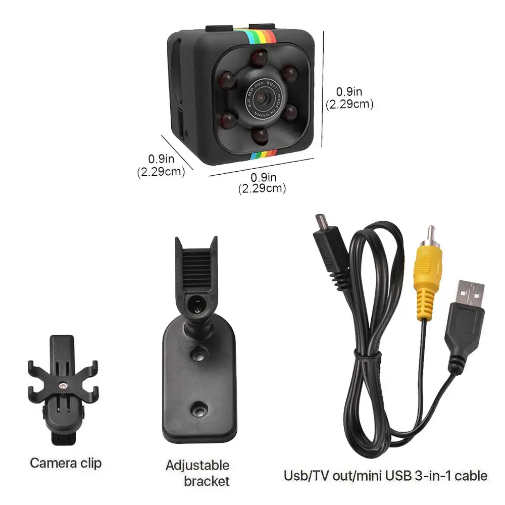 SQ11 мини-камера, диктофон, датчик ночного видения, видеокамера, видеорегистратор для движения, микро камера, Спортивная DV, автомобильная домашняя маленькая камера SQ 11