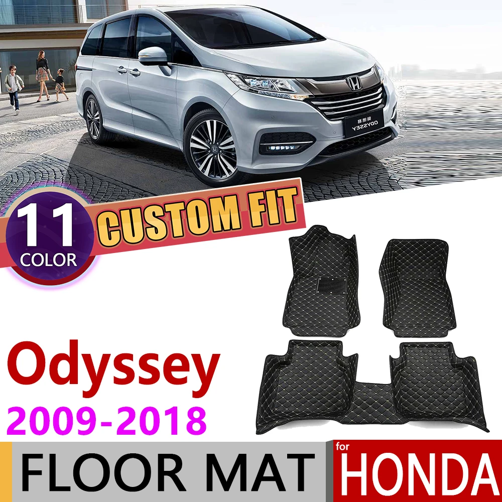 Кожаные автомобильные коврики на заказ для Honda Odyssey RB RC 2009 ~ 2018 7 мест коврик ног