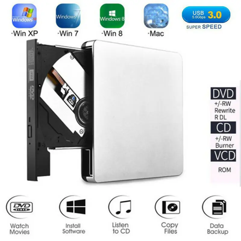 Внешний DVD привод USB 3,0 внешний мобильный оптический привод ноутбук DVD-RW DVD/CD для ноутбука MacBook