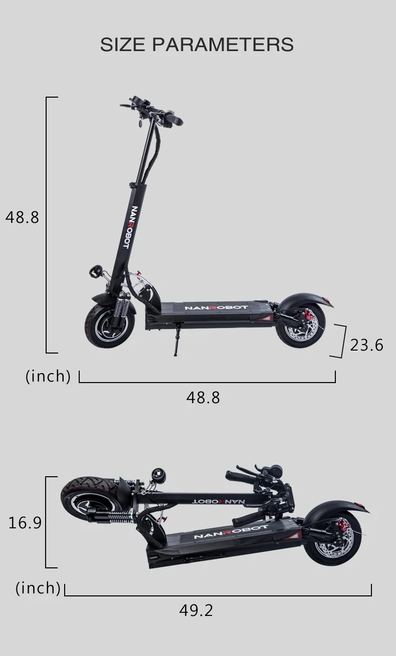 NANROBOT D5+ 2000W 52V 26AH Электрический скутер для взрослых 10 ''складной легкий топ скорость 40 MPH 40 Miles Range 2 Wheel kick