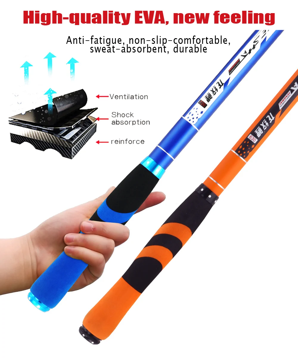 JOSBY 2020 New Carbon Fiber Telescopic Fishing Rods Pesca Stream Hand Pole Ultralight Superhard 3.6/4.5/5.4/6.3/7.2M