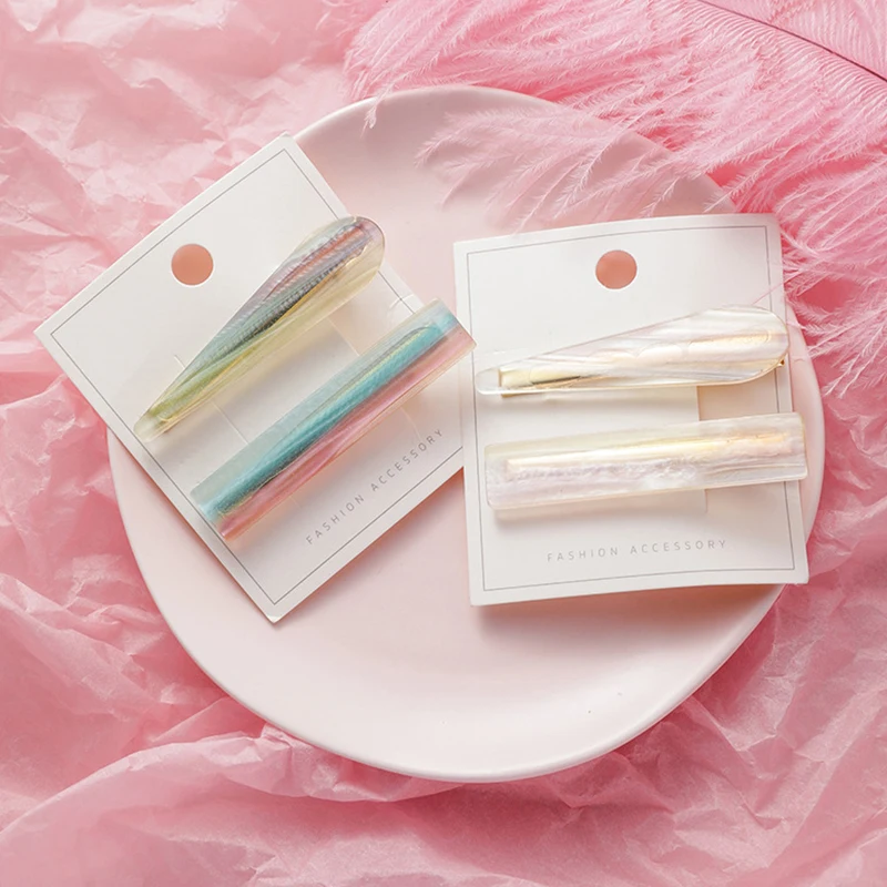 

2PC/SET Mermaid dream gradient resin hairpins sweet and cute temperament bangs clip temperament girl barrette