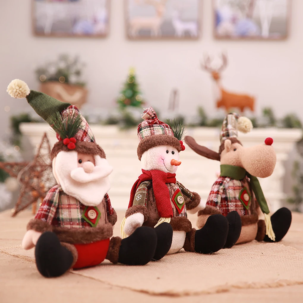 

New Lovely Christmas Tree Doll Xmas Hang Topper Kerst Gift Small Santa Snowman Reindeer Pendant Toy Adornos De Navidad 2019 Hot