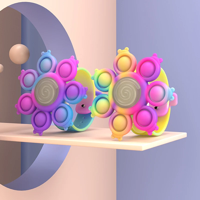 Octopus Spinning Pop Fidget Spinner Figet Toys Anti Stress Pops Wristband Light Bracelet Kawaii Push Bubble Kids Christmas Gifts