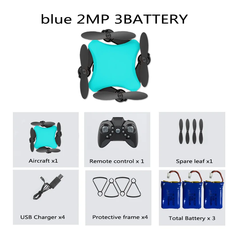 blue 720P 3B Bag KY902S мини-Дрон 4k HD камера креативный DIY дизайн пять цветов RC складной Квадрокоптер пульт дистанционного управления игрушка для детей - Цвет: blue 720P 3B Bag