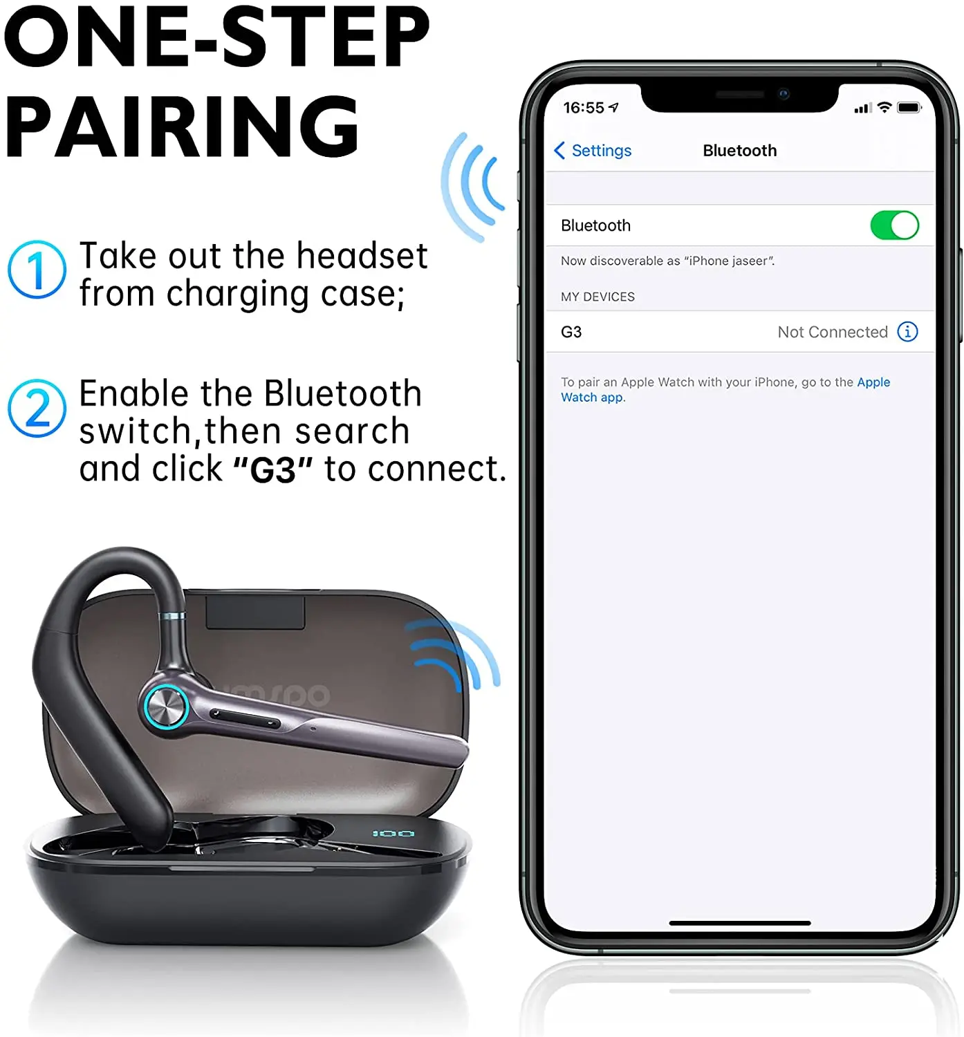 Bluetooth Headset 400Hrs Standby Eumspo 