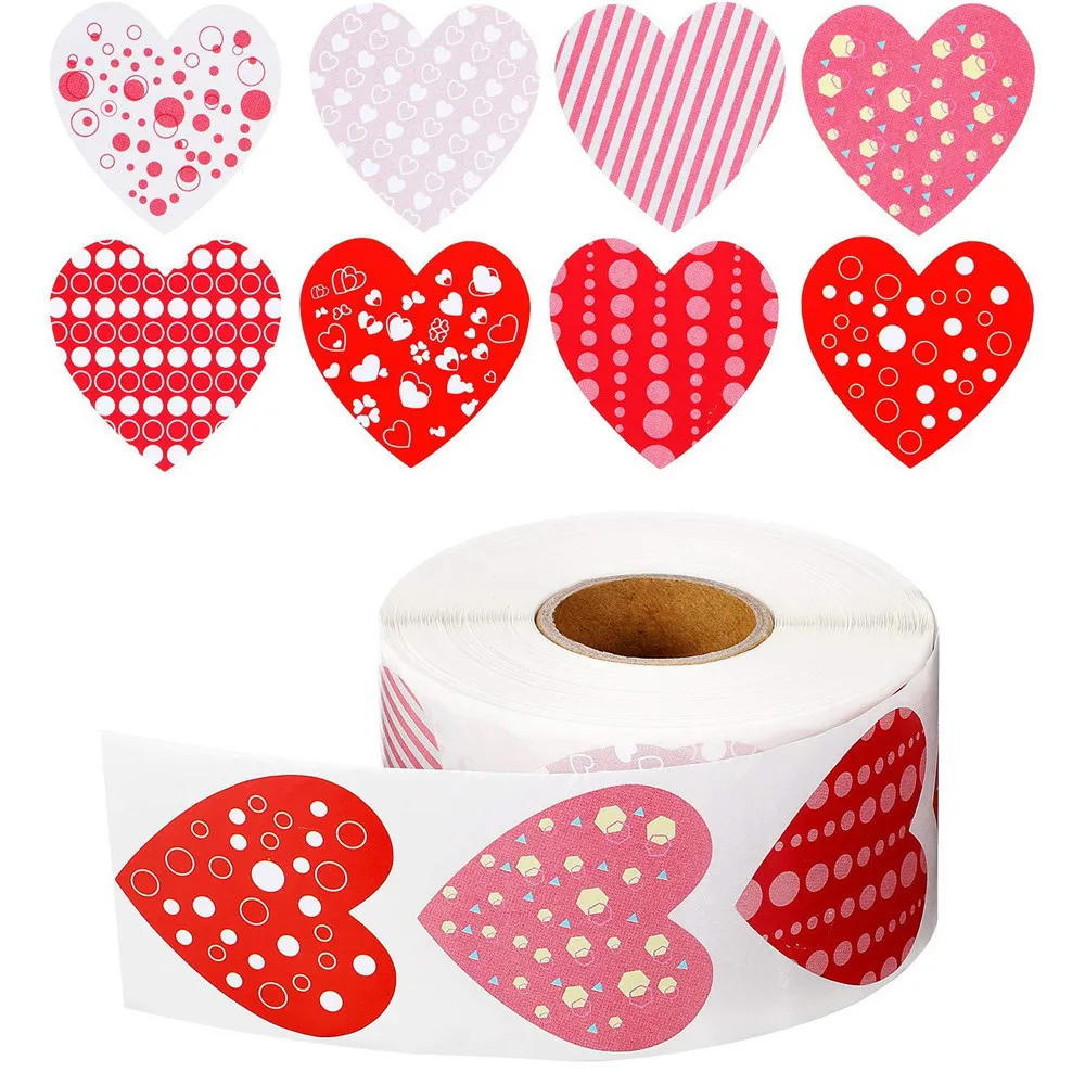 

500pcs/roll Love Heart Shaped Label Sticker Scrapbooking Gift Packaging Seal Birthday Party Wedding Supply Stationery Sticker