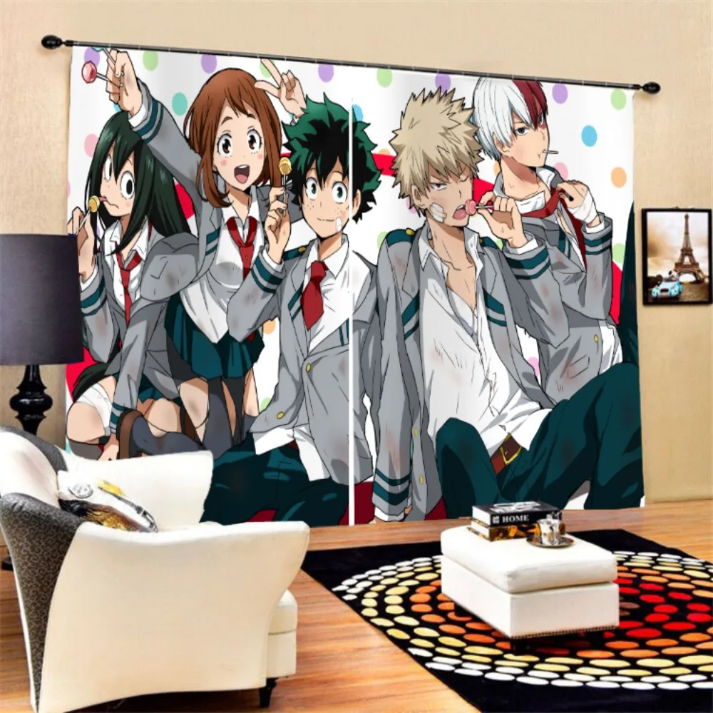 Details about   My Hero Academia Blackout Curtain 2PCS Living Room Curtain Window Drapes Decor 
