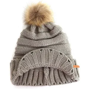 light grey Осенняя зимняя женская Толстая теплая шапка зимняя модная повседневная теплая вязаная шапка зима шерстяная вязаная Лыжная вязаная шапка Горячая Распродажа - Цвет: light grey