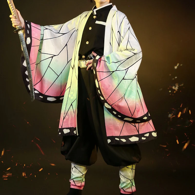 Аниме! Убийца демона: Kimetsu no Yaiba Iguro Obanai Kochou Shinobu кимоно косплей костюм на Хэллоуин H