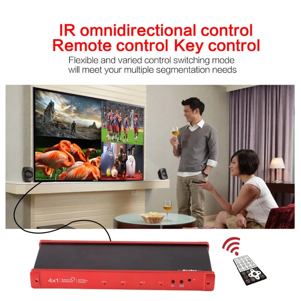 HD1080p 4X1 HDMI мультипросмотрщик четырехэкранный мультипросмотрщик в режиме реального времени с Hdmi бесшовный коммутатор ИК-контроль hdmi разветвитель