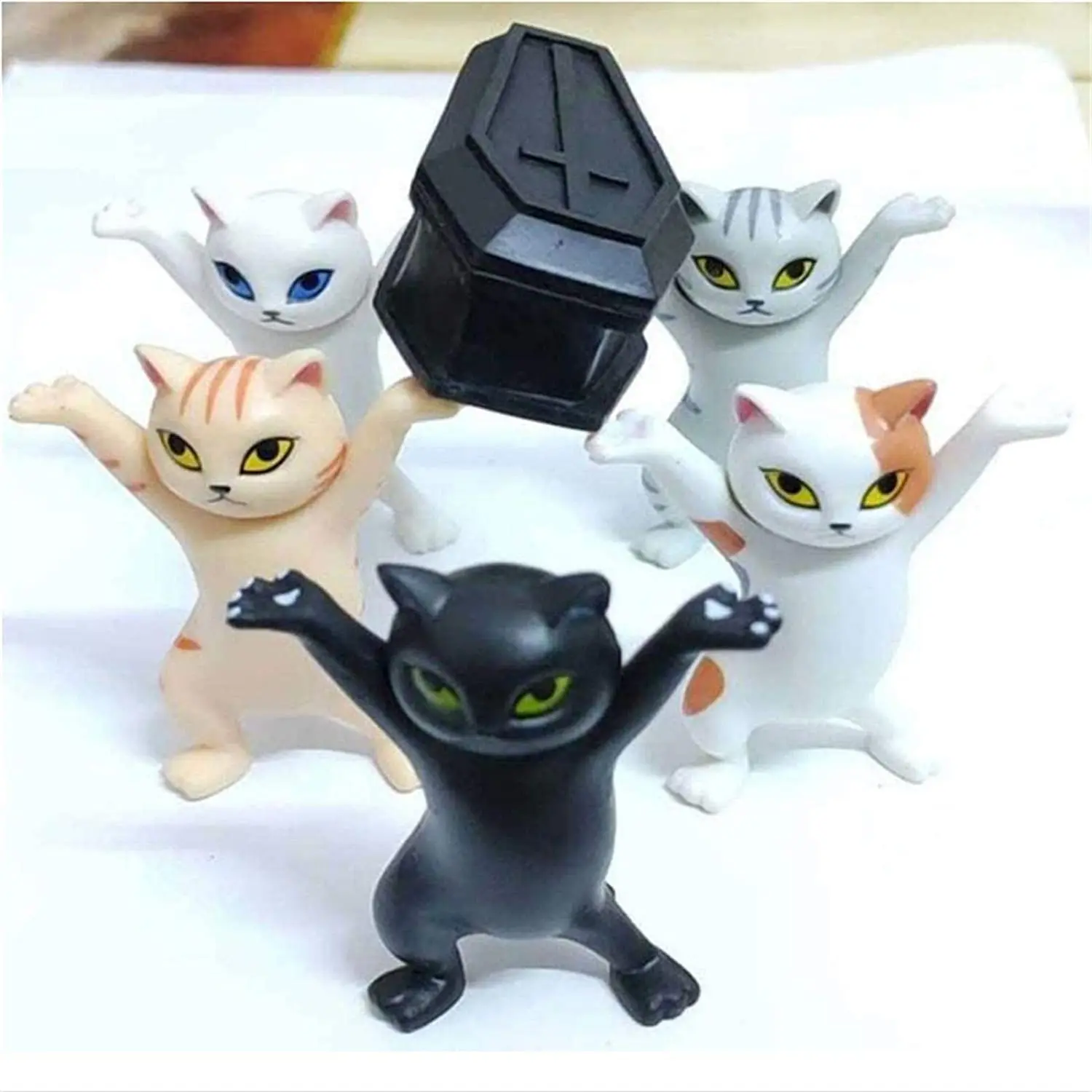 Cat Doll Ornaments for Desk Cute Cat Pen Holder,Dancing Cat Lifted The Coffin Pencil Holder,Wireless Headset Stand,Funny Dancing Cat Office Decoration Cat Coffin Dance 