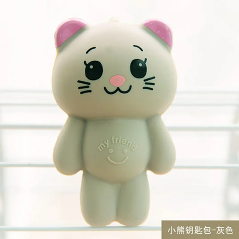 Bear Silica gel Women Housekeeper For Home Fashion Leather Coin Pouch Case Wallet Man Car Key Holder Keyring