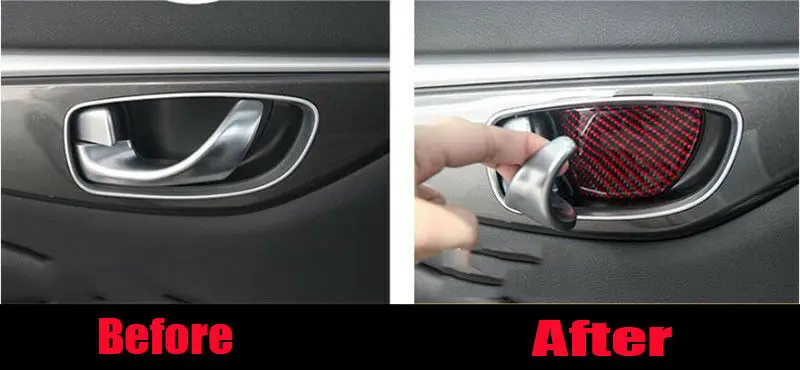 Высокое качество для Infiniti Q50- 4 шт. красный Углеродный волокно внутренняя дверная чаша наклейка отделка автомобиля модификация автомобильные аксессуары