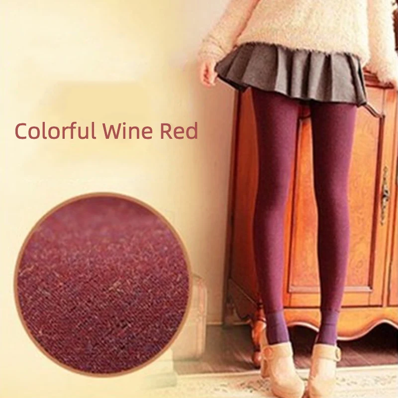 Wine Red Tights Новые модные зимние теплые женские колготки плюс бархат утолщение Цветные Бесшовные колготки женские теплые колготки для женщин - Цвет: Wine Red Tights