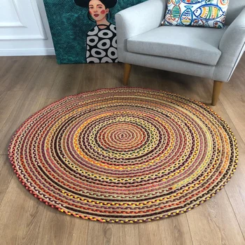 

Natural Round Jute Sisal Rug Nomad National Natural Fiber Hand-picked Natural Jute Fabric Area Home Living Room Carpet