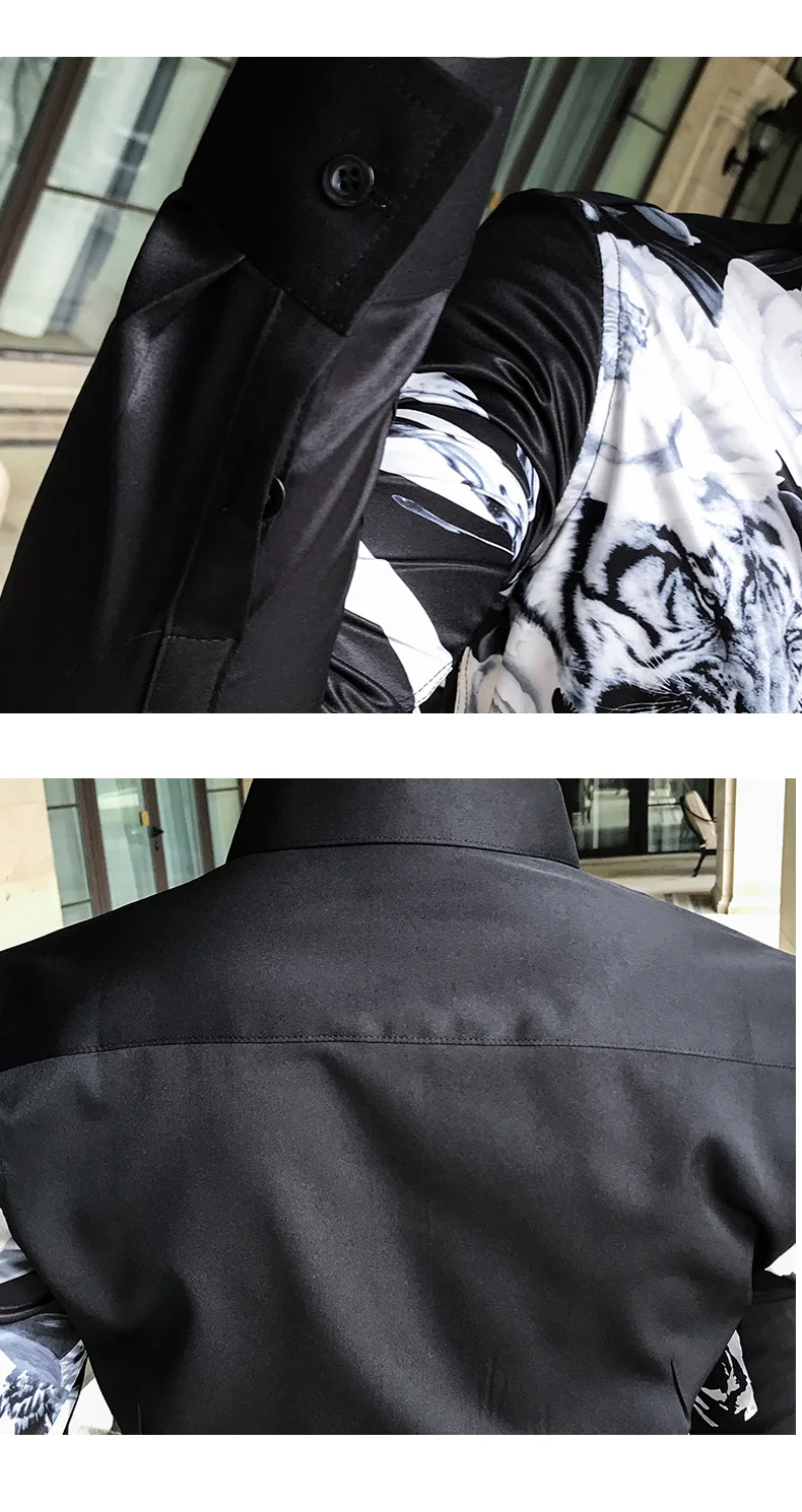 Chemise Homme модная мужская рубашка с длинными рукавами Осенняя Новая мужская рубашка с цифровым принтом вечерние мужские рубашки для ночного клуба