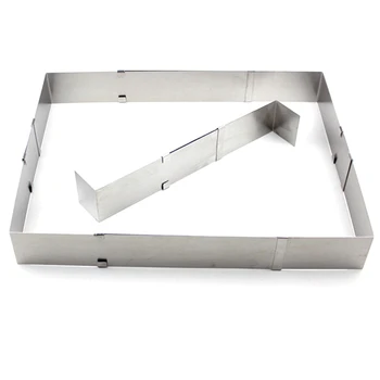 

Adjustable Cake Ring Mold Stainless Steel Square Rectangular Mousse Baking Rings Mold Cookie Fondant Cake Mold Ring