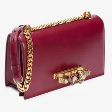 С кристалалми и стразами просверленные черепа головы Сумочка с кольцом Европа и Америка из натуральной кожи, с цепочкой через плечо, сумка-мессенджер