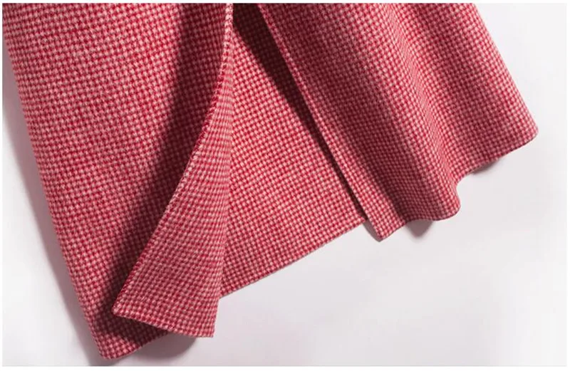 Женское двустороннее кашемировое пальто осенне-зимняя куртка тонкий большой размер плед средней длины шерстяное пальто элегантная женская одежда K1048