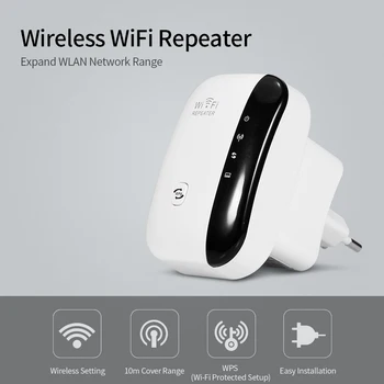 

Wireless Wifi Repeater WiFi Range Extender Signal Amplifier 300M Antenna Booster Access Point for Home Office EU/US Plug