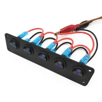 

12-24V Car Boat Marine 5 Gang On Off Rocker Switch Panel with LED Indicator Automobile carros Interior New Hot Accessories 2019