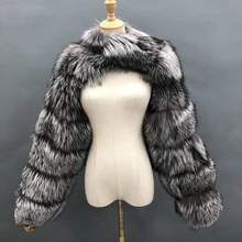 Neue Ankunft Silber Fuchs Pelz Sleeves Frauen Luxus Mode Echtpelz Mantel Einzigen Hülse Flauschigen Waschbären Pelz Jacke Großhandel Custom