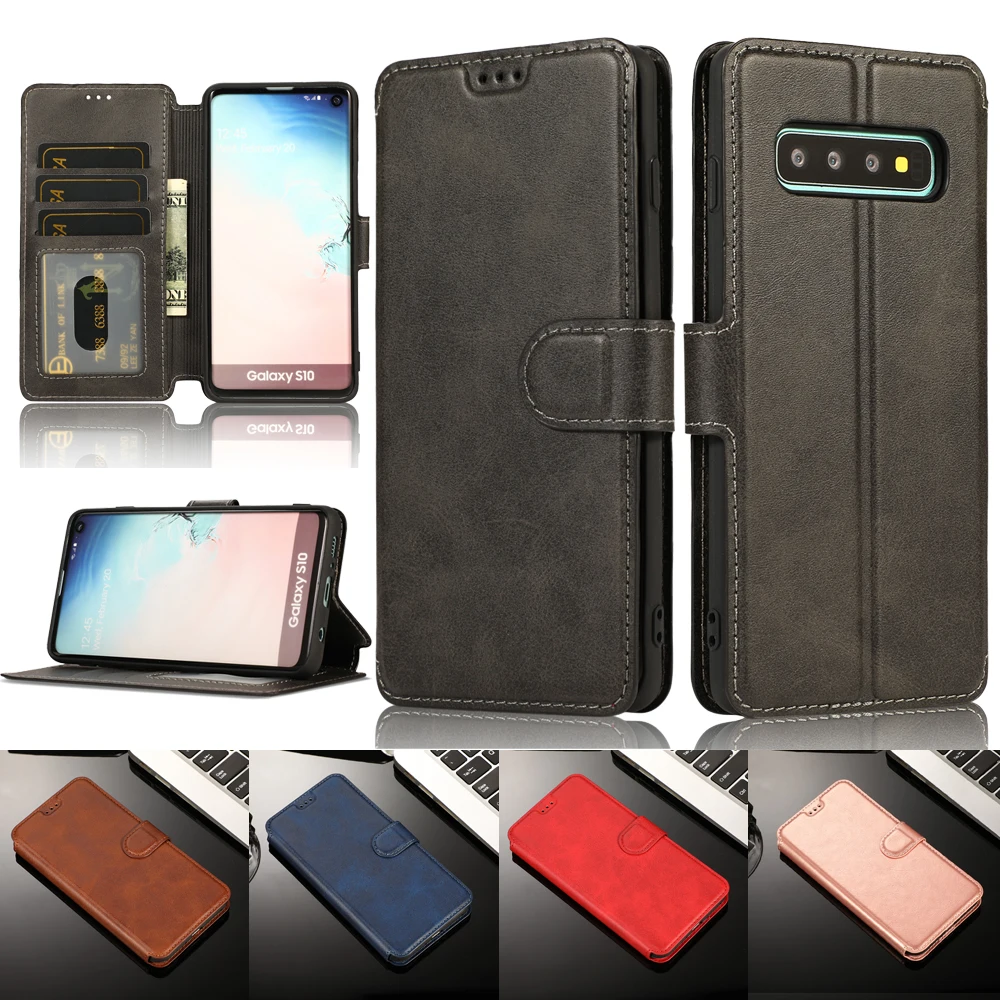 Кожаные чехлы для Samsung Galaxy S10 чехол книжка с подставкой S10E S9 S8 Plus M10 M20