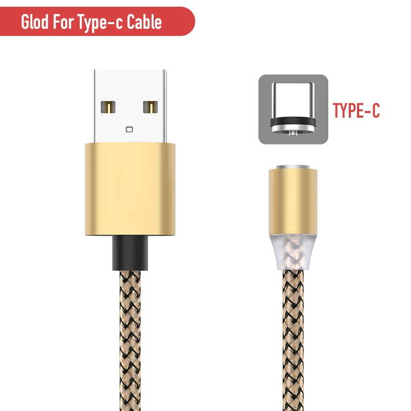 Магнитный usb-кабель для телефона samsung Xiaomi huawei, кабель для быстрой зарядки Micro USB type-C, магнитный usb-кабель C - Цвет: Gold For Type C