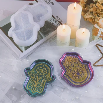 

Hamsa Hand Tray Resin Mold Palm Amulet Epoxy Resin Mold Hamsa Hand Shape Holder Jewelry Plate Dish Resin Casting Molds