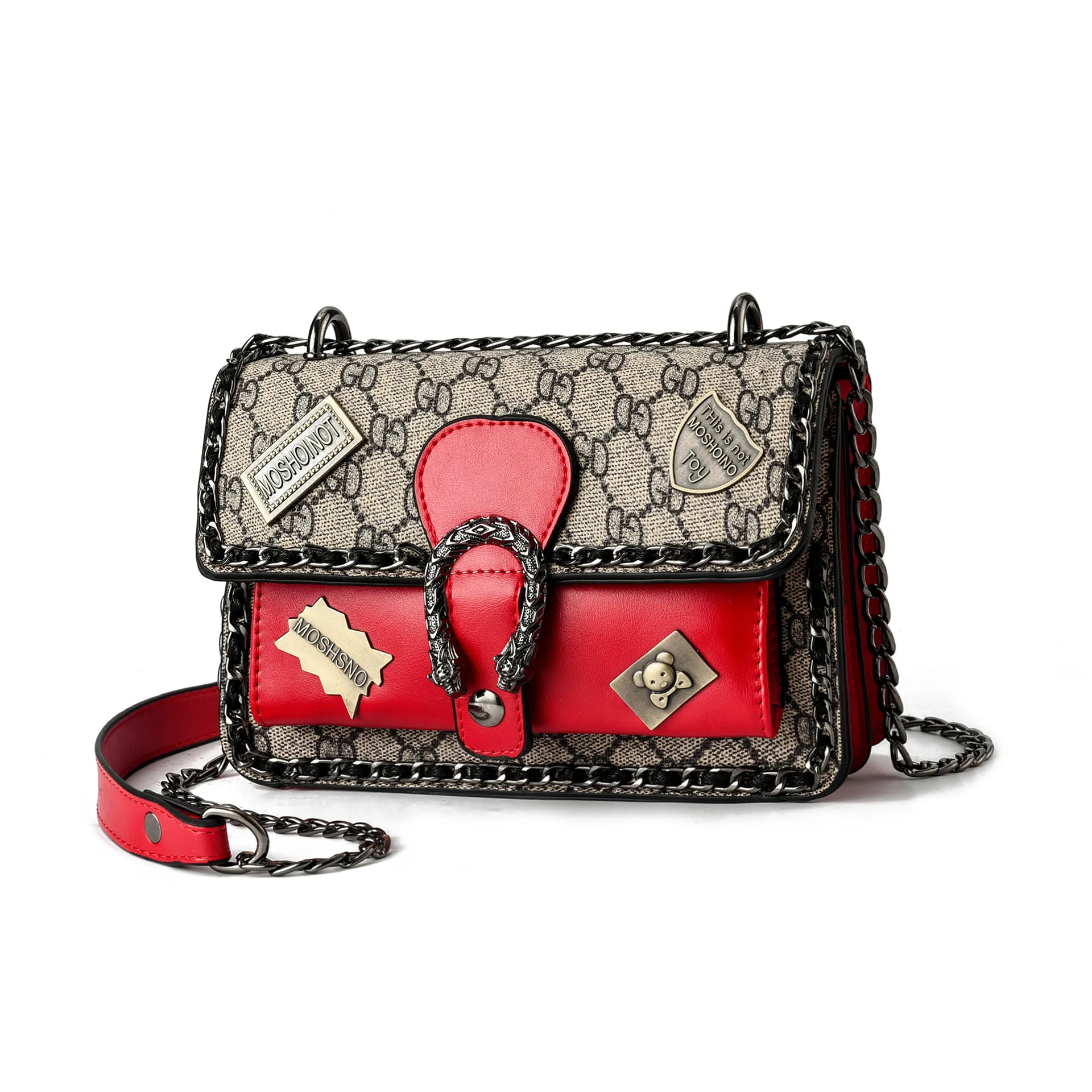 

New Style WOMEN'S Bag Square Sling Bag Versatile Chain Shoulder Bag Snake Head Shoulder Bag