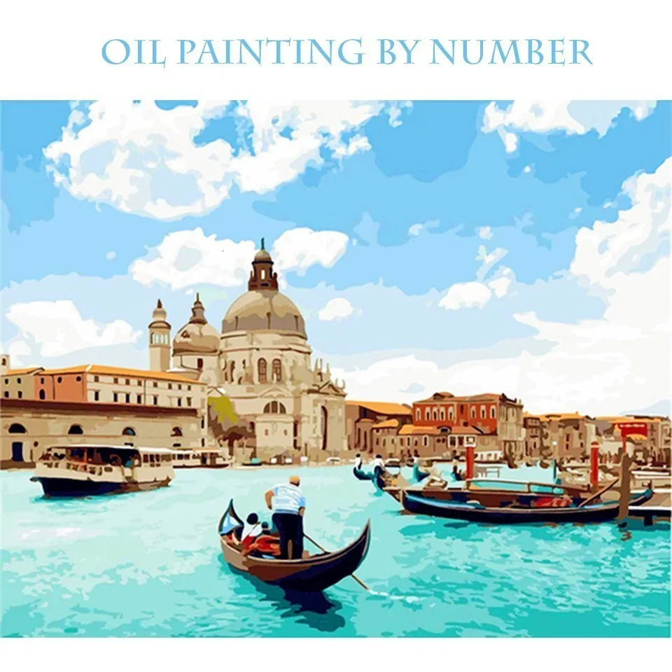 AZQSD Венецианский пейзаж DIY Цифровая живопись маслом по номерам Европа Абстрактная Картина на холсте для гостиной стены искусства SZGD098