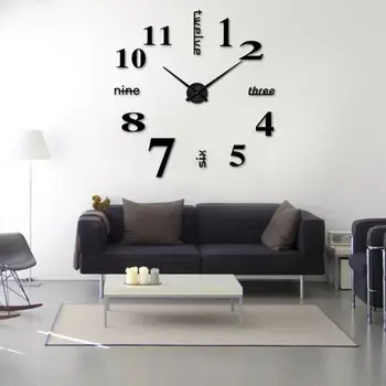 

Hot selling 3D clock home decoration acrylic mirror big wall clock DIY fashion digital clock wall sticker