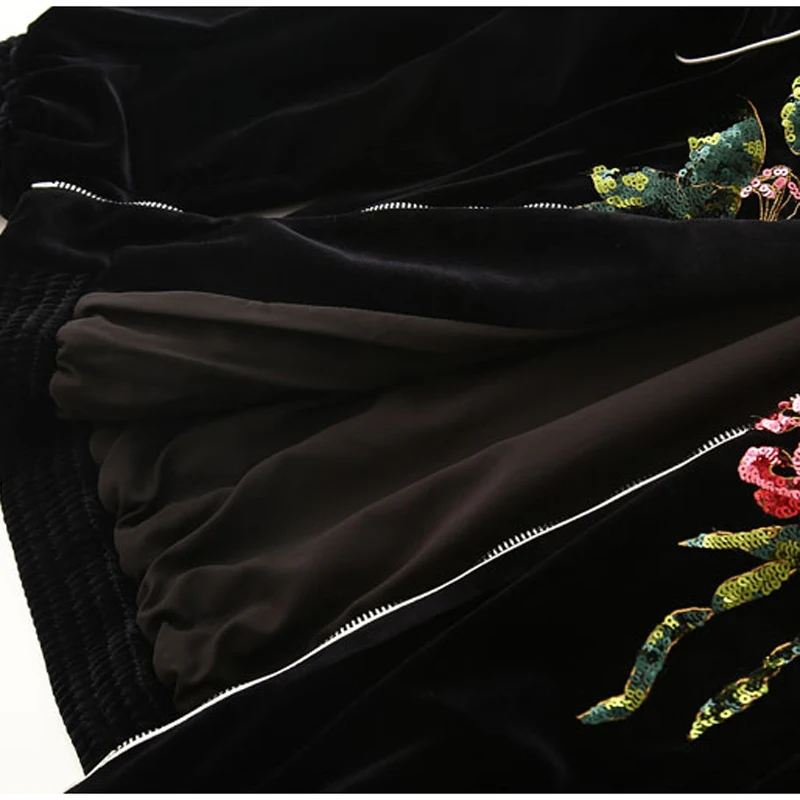 Красный RoosaRosee весна осень для женщин 2 шт. Бархатный комплект Роскошные красочные блёстки куртка с длинным рукавом+ брюки для девочек Женская мода twinset
