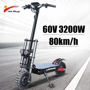 شراءسكوتر كهربائي للكبار 52V'60V العمل على الطرق الوعرة Ebike طوي لوح التزلج الكهربائية الحرة آمنة محرك مزدوج سكوتر كهربائي