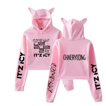 

ITZY Hoodies Sweatshirts Harajuku Kawaii Cat Hoodie Korean Style Pullovers Women Crop Hoodies Sweatshirts Summer And Autumn