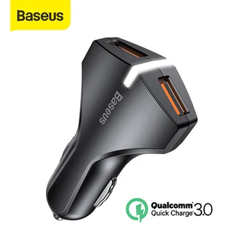 

Baseus Dual USB Car Charger with Quick Charge 3.0 For Samsung Galaxy S8 S9 Fast Car Phone Charger for iPhone X 8 7