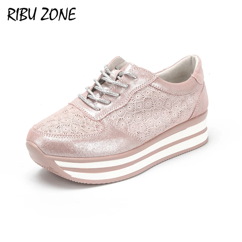 RIBU ZONE/ г.; Весенняя женская обувь; кроссовки на платформе; женская повседневная обувь из коровьей замши; слипоны на каблуке