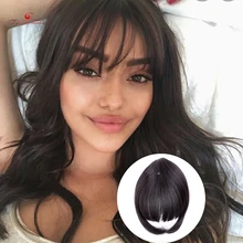 Ty.hermenlisa Clip On Bangs Human Hair Extensions Fake Fringe Natural Hair Clip on Hairpieces Light Brown Wigs