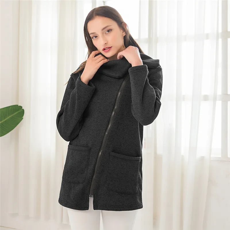 Женская куртка на осень и зиму размера плюс, хлопковое пальто с отворотом на молнии, свободная верхняя одежда для женщин, Повседневная Осенняя зимняя женская куртка