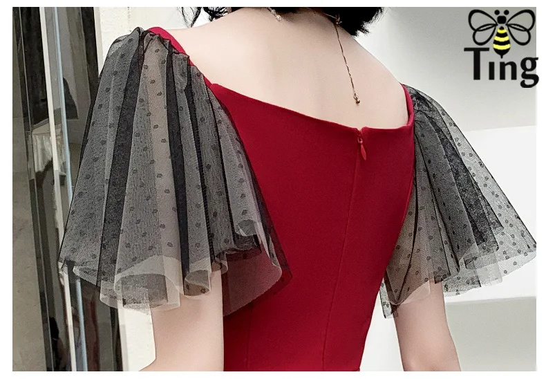 Tingfly Summer Sweety Girl Ruffles Sleeve Red A line Dress Lady Elegant Sweetheart Neckline Waist Fit Party Dress Casual Vestido