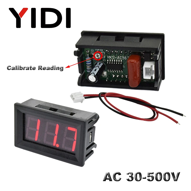 AC 30-500V AC 0-600V 0,56 ''Цифровой вольтметр калибровка чтения DC 3,5-30 V DC 0-100V красный зеленый синий отображение напряжения на светодиодном дисплее